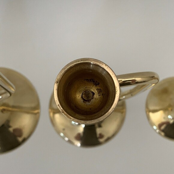 Vintage Brass Bugle Horn Trumpet Christmas Candlesticks Candle Holders Lot of 3 - Picture 3 of 11